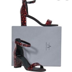 Aquatalia Selena Tortoise Block Heel Sandal Size 9 Made in Italy